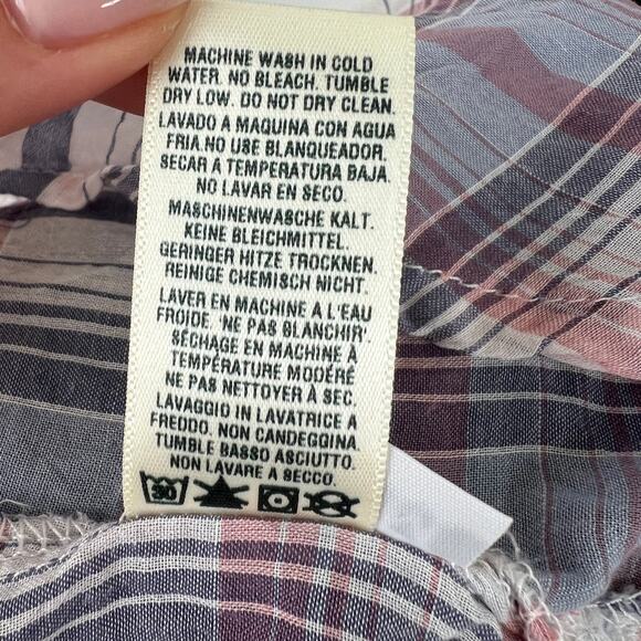 NWT ANTHROPOLOGIE Cloth & Stone Purple Plaid Short Sleeve Tie Button Up Shirt M - Picture 10 of 10